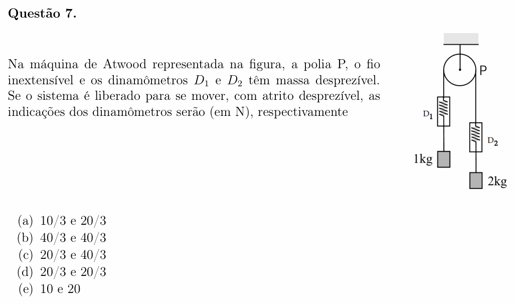 Enunciado da questão 7 de Física do OBF 2023 (1ª fase, Nível III)