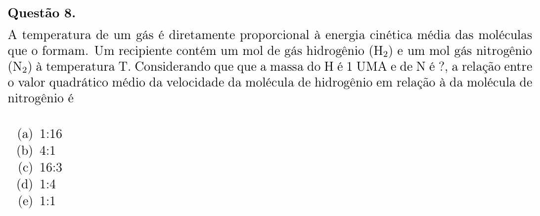 Enunciado da questão 8 de Física do OBF 2023 (1ª fase, Nível III)