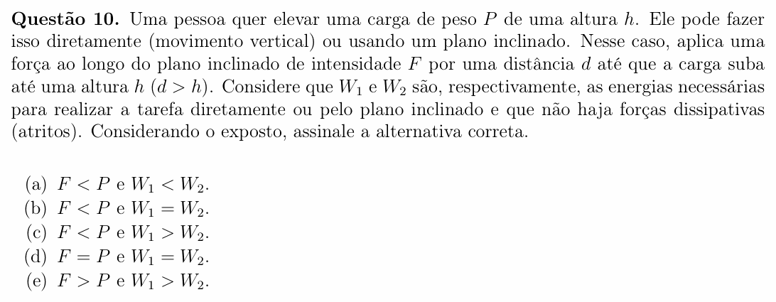 Enunciado da questão 10 de Física do OBF 2024 (1ª fase, Nível I)