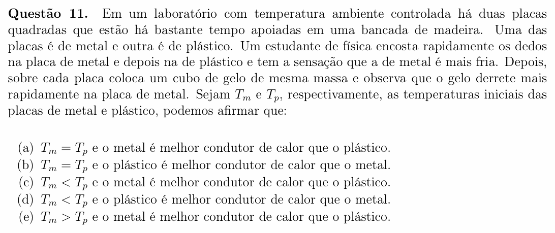 Enunciado da questão 11 de Física do OBF 2024 (1ª fase, Nível I)