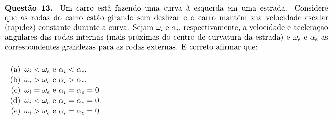Enunciado da questão 13 de Física do OBF 2024 (1ª fase, Nível I)