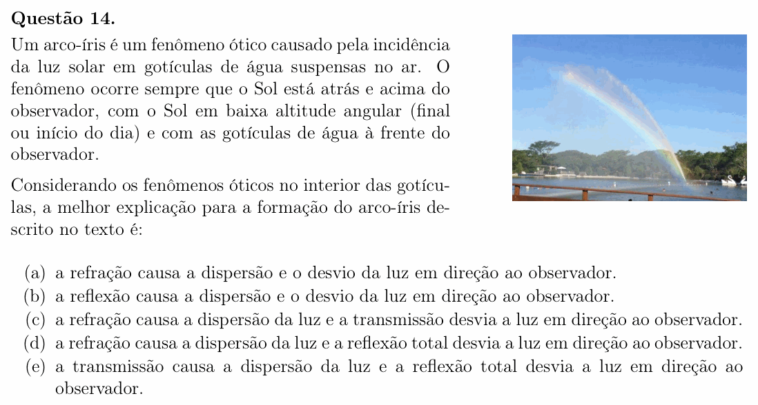 Enunciado da questão 14 de Física do OBF 2024 (1ª fase, Nível I)