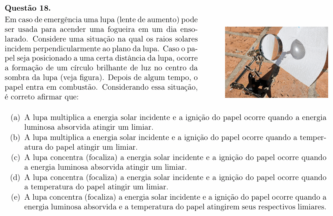 Enunciado da questão 18 de Física do OBF 2024 (1ª fase, Nível I)