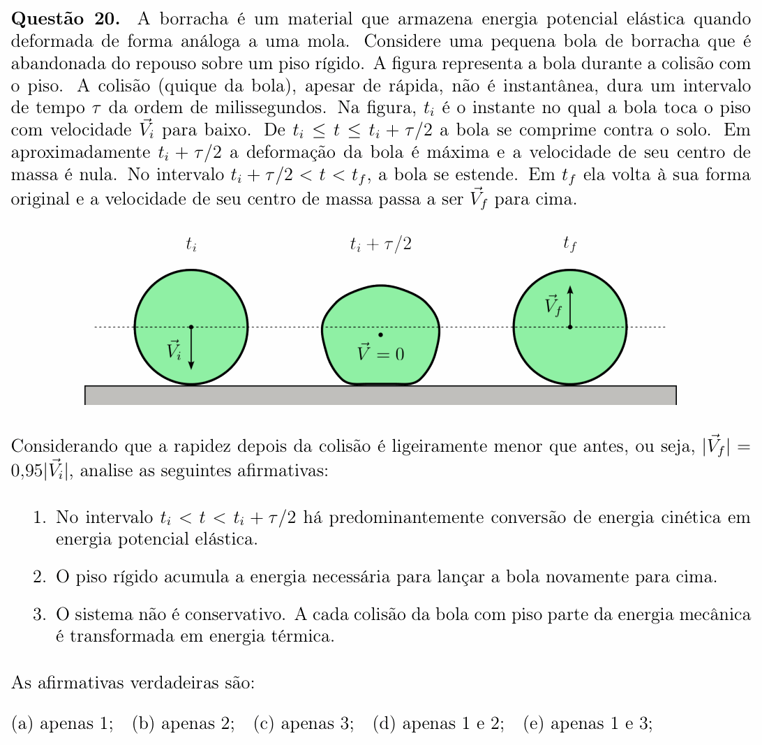 Enunciado da questão 20 de Física do OBF 2024 (1ª fase, Nível I)