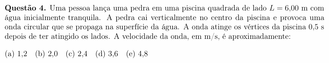 Enunciado da questão 4 de Física do OBF 2024 (1ª fase, Nível I)