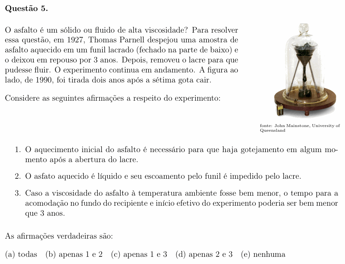 Enunciado da questão 5 de Física do OBF 2024 (1ª fase, Nível I)