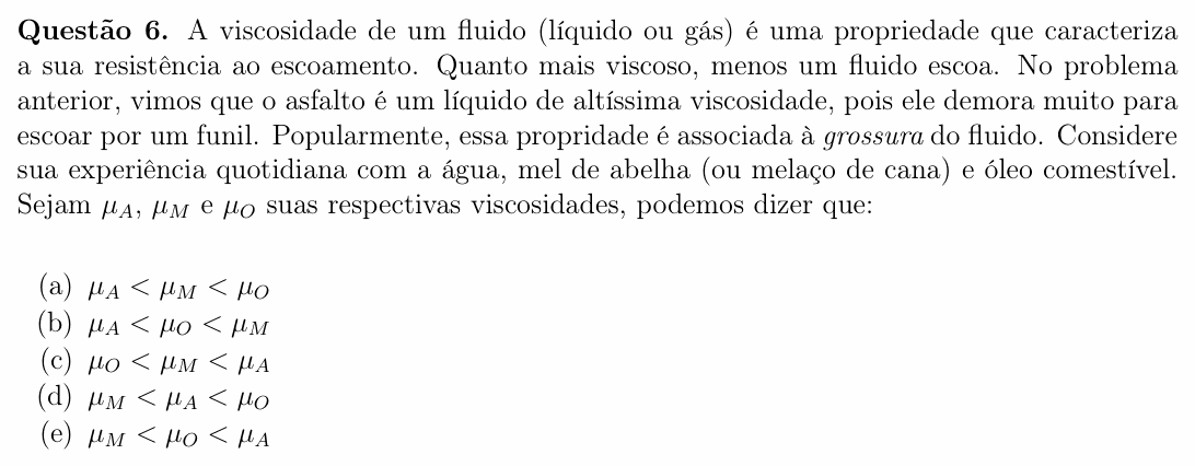 Enunciado da questão 6 de Física do OBF 2024 (1ª fase, Nível I)