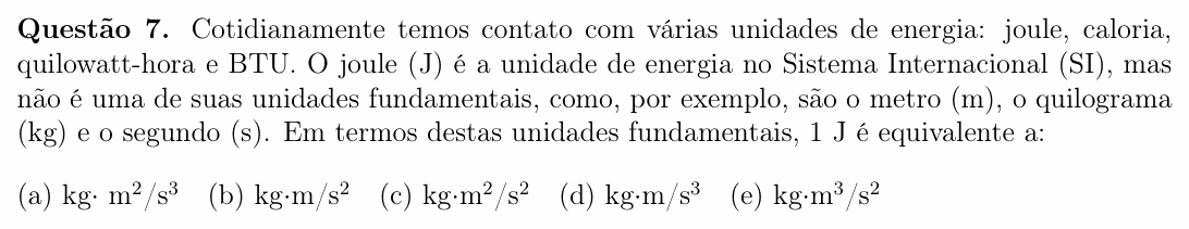 Enunciado da questão 7 de Física do OBF 2024 (1ª fase, Nível I)