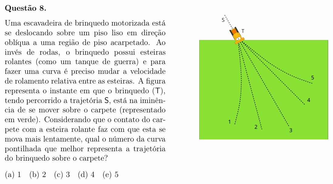 Enunciado da questão 8 de Física do OBF 2024 (1ª fase, Nível I)