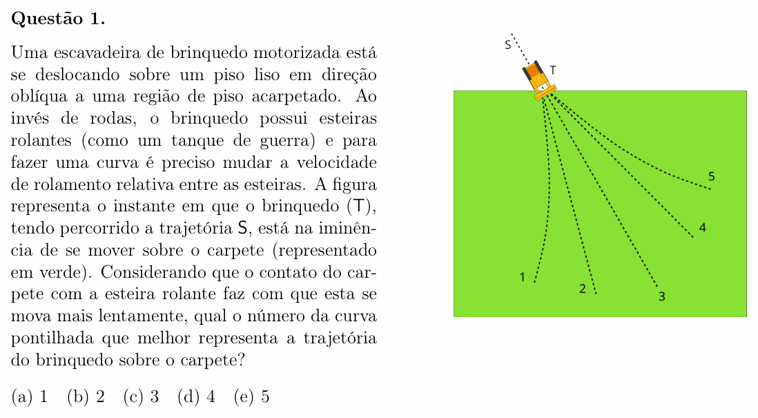 Enunciado da questão 1 de Física do OBF 2024 (1ª fase, Nível II)