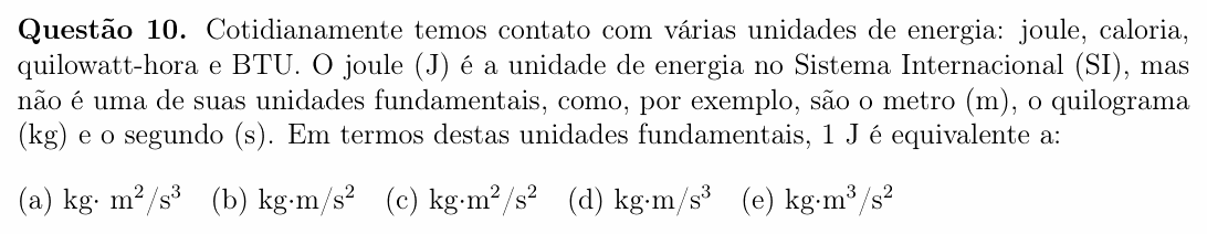 Enunciado da questão 10 de Física do OBF 2024 (1ª fase, Nível II)