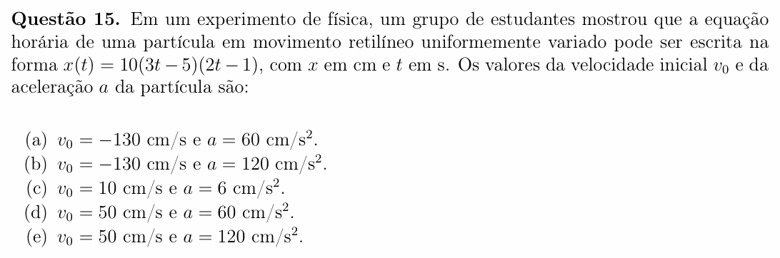Enunciado da questão 15 de Física do OBF 2024 (1ª fase, Nível II)