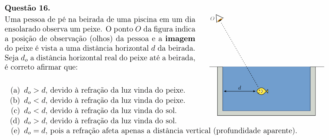 Enunciado da questão 16 de Física do OBF 2024 (1ª fase, Nível II)