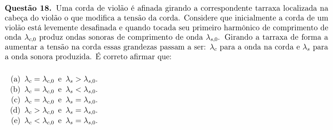 Enunciado da questão 18 de Física do OBF 2024 (1ª fase, Nível II)