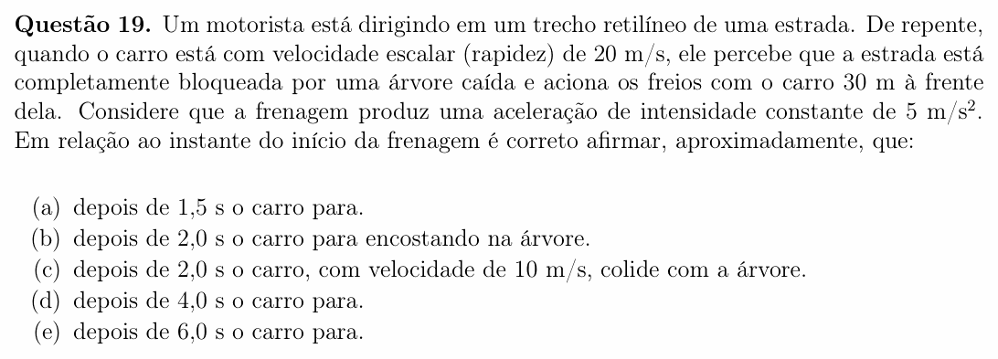 Enunciado da questão 19 de Física do OBF 2024 (1ª fase, Nível II)