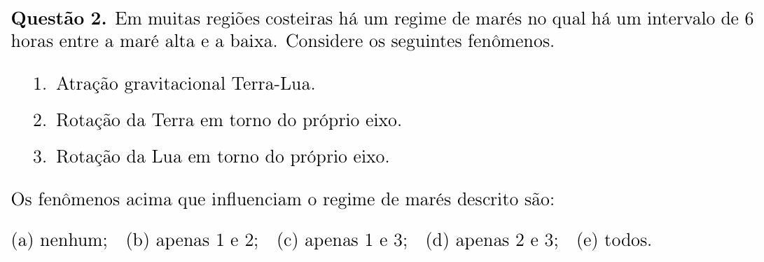 Enunciado da questão 2 de Física do OBF 2024 (1ª fase, Nível II)