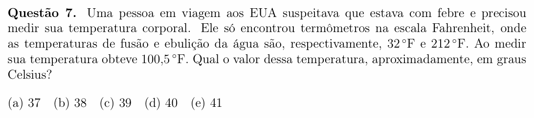 Enunciado da questão 7 de Física do OBF 2024 (1ª fase, Nível II)