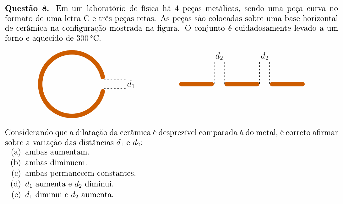 Enunciado da questão 8 de Física do OBF 2024 (1ª fase, Nível II)