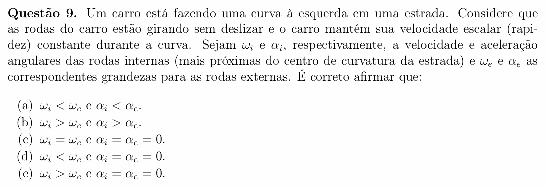 Enunciado da questão 9 de Física do OBF 2024 (1ª fase, Nível II)