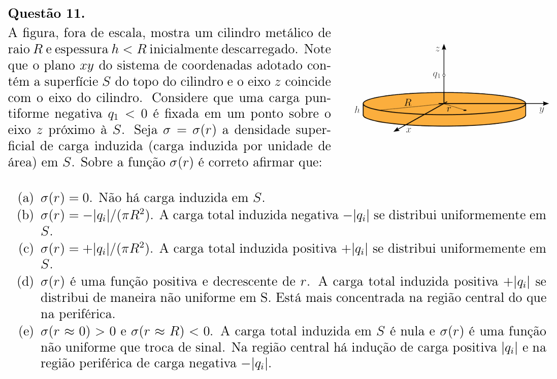 Enunciado da questão 11 de Física do OBF 2024 (1ª fase, Nível III)