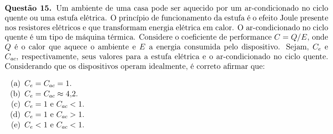 Enunciado da questão 15 de Física do OBF 2024 (1ª fase, Nível III)