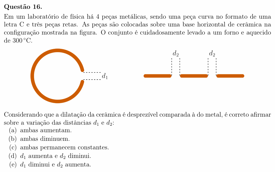 Enunciado da questão 16 de Física do OBF 2024 (1ª fase, Nível III)