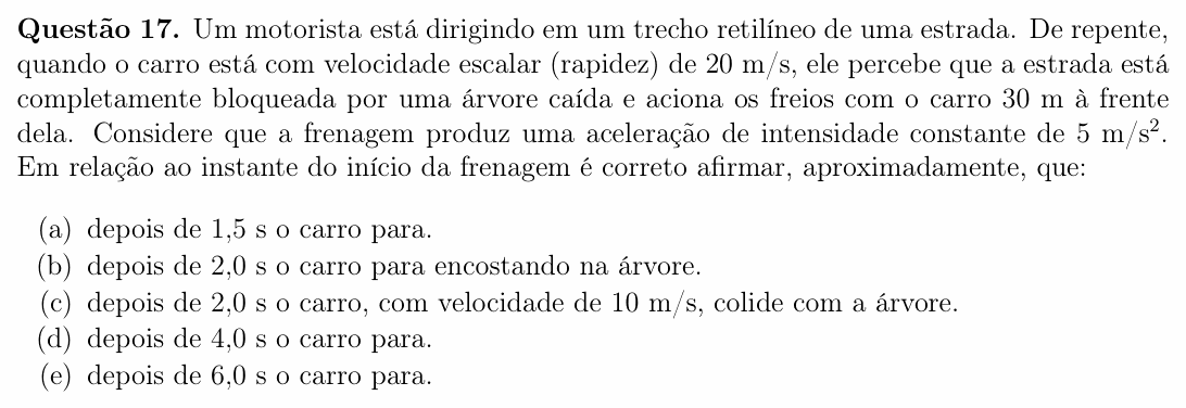 Enunciado da questão 17 de Física do OBF 2024 (1ª fase, Nível III)