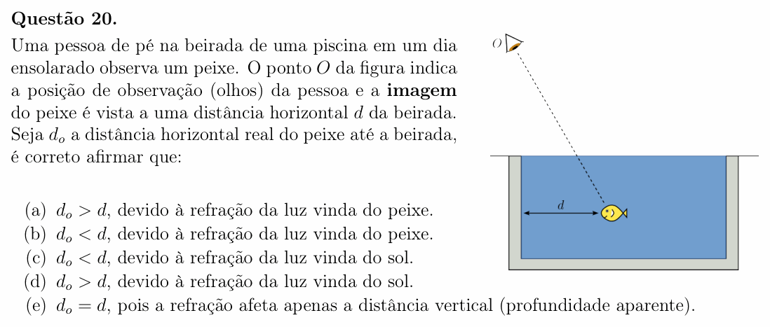Enunciado da questão 20 de Física do OBF 2024 (1ª fase, Nível III)