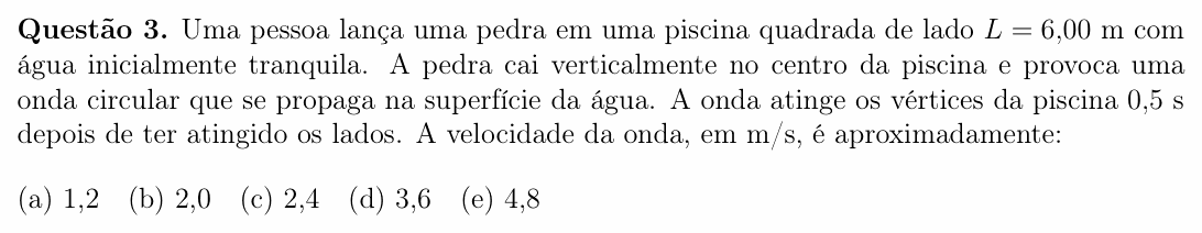 Enunciado da questão 3 de Física do OBF 2024 (1ª fase, Nível III)
