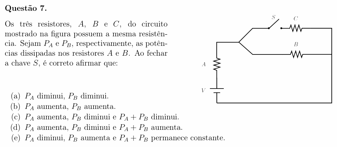 Enunciado da questão 7 de Física do OBF 2024 (1ª fase, Nível III)