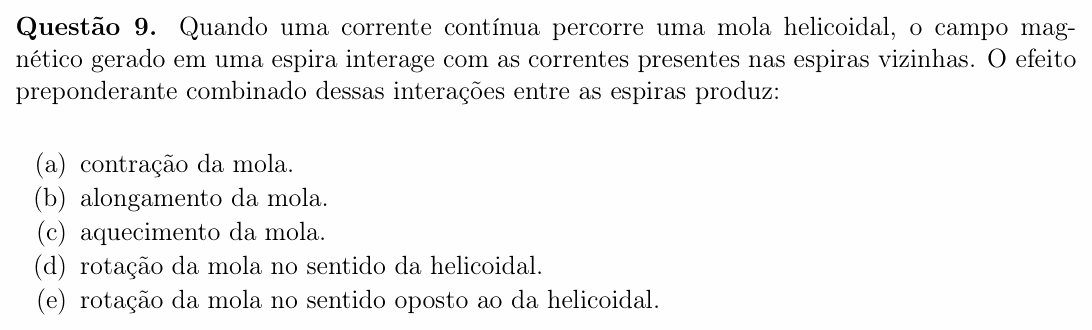 Enunciado da questão 9 de Física do OBF 2024 (1ª fase, Nível III)