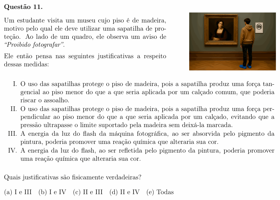 Enunciado da questão 11 de Física do OBF 2025 (1ª fase, Nível I)