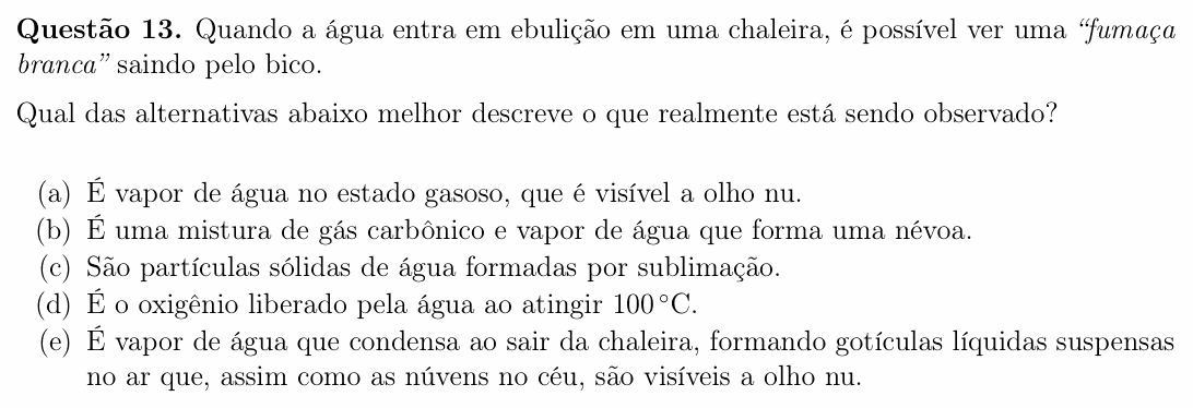 Enunciado da questão 13 de Física do OBF 2025 (1ª fase, Nível I)
