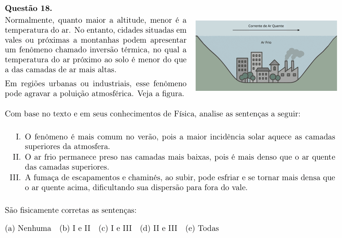 Enunciado da questão 18 de Física do OBF 2025 (1ª fase, Nível I)