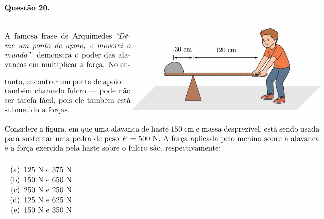 Enunciado da questão 20 de Física do OBF 2025 (1ª fase, Nível I)