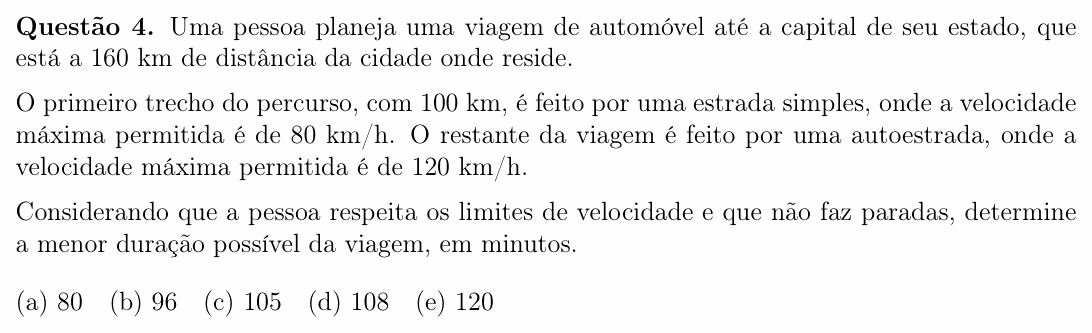 Enunciado da questão 4 de Física do OBF 2025 (1ª fase, Nível I)