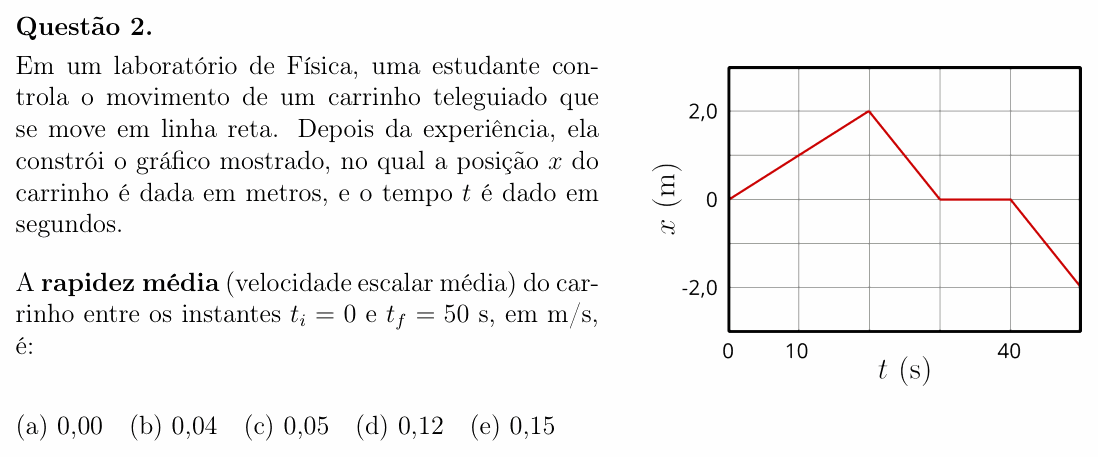 Enunciado da questão 2 de Física do OBF 2025 (1ª fase, Nível II)