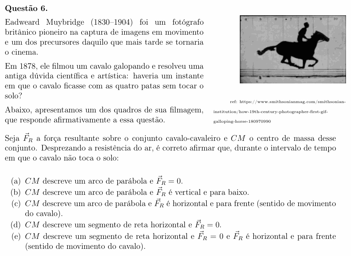 Enunciado da questão 6 de Física do OBF 2025 (1ª fase, Nível II)