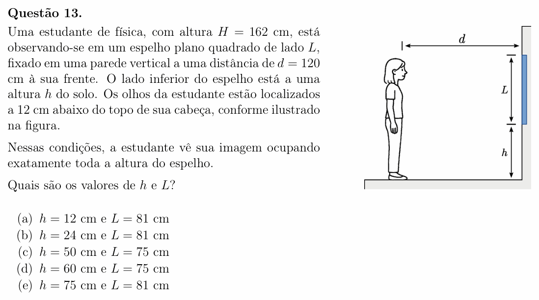 Enunciado da questão 13 de Física do OBF 2025 (1ª fase, Nível III)