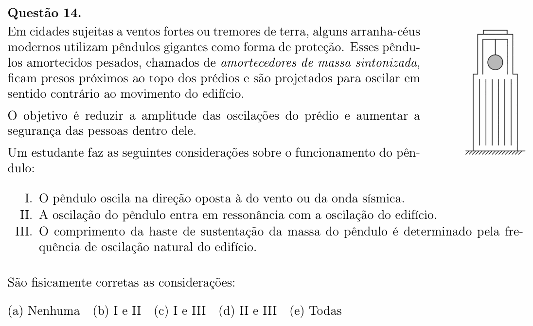 Enunciado da questão 14 de Física do OBF 2025 (1ª fase, Nível III)