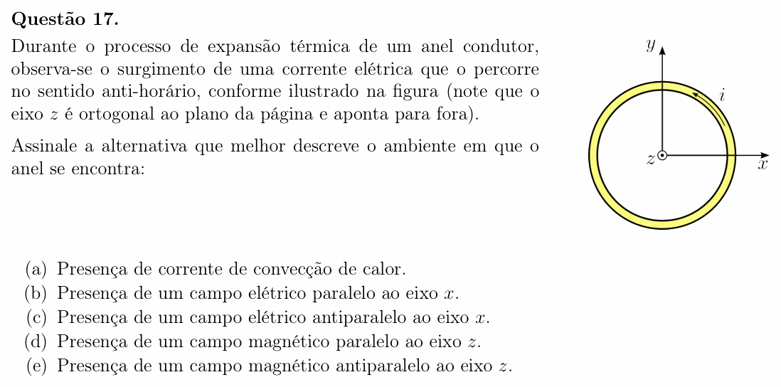 Enunciado da questão 17 de Física do OBF 2025 (1ª fase, Nível III)