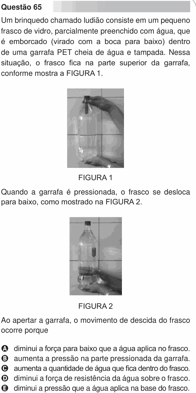 Enunciado da questão 65 de Física do ENEM 2010 PPL