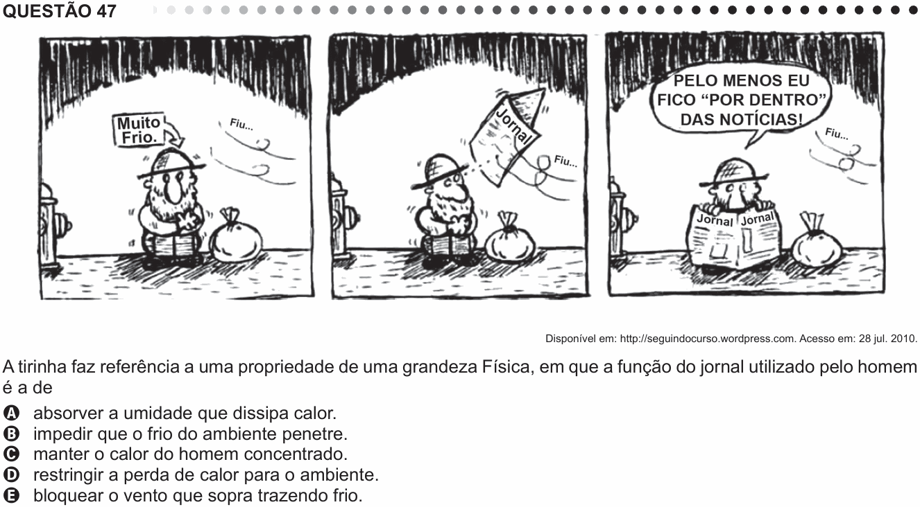 Enunciado da questão 47 de Física do ENEM 2011 PPL
