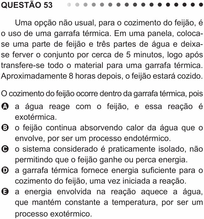 Enunciado da questão 53 de Física do ENEM 2011 PPL