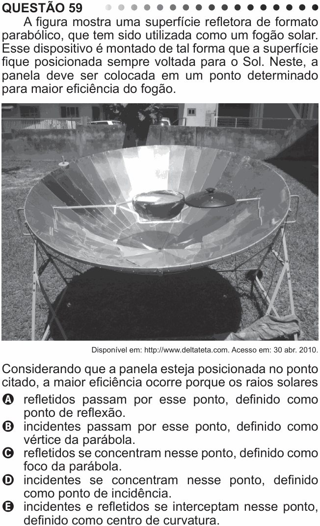 Enunciado da questão 59 de Física do ENEM 2011 PPL