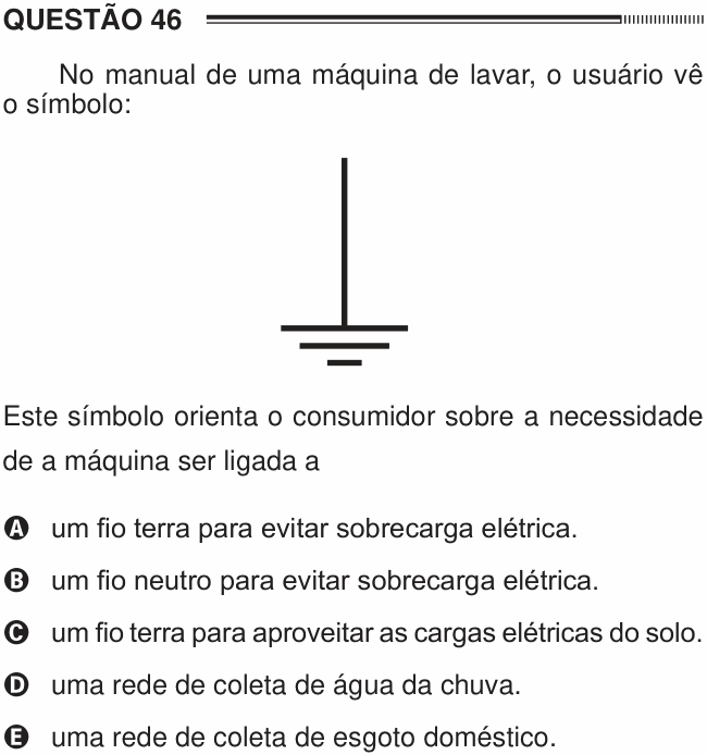 Enunciado da questão 46 de Física do ENEM 2012 PPL