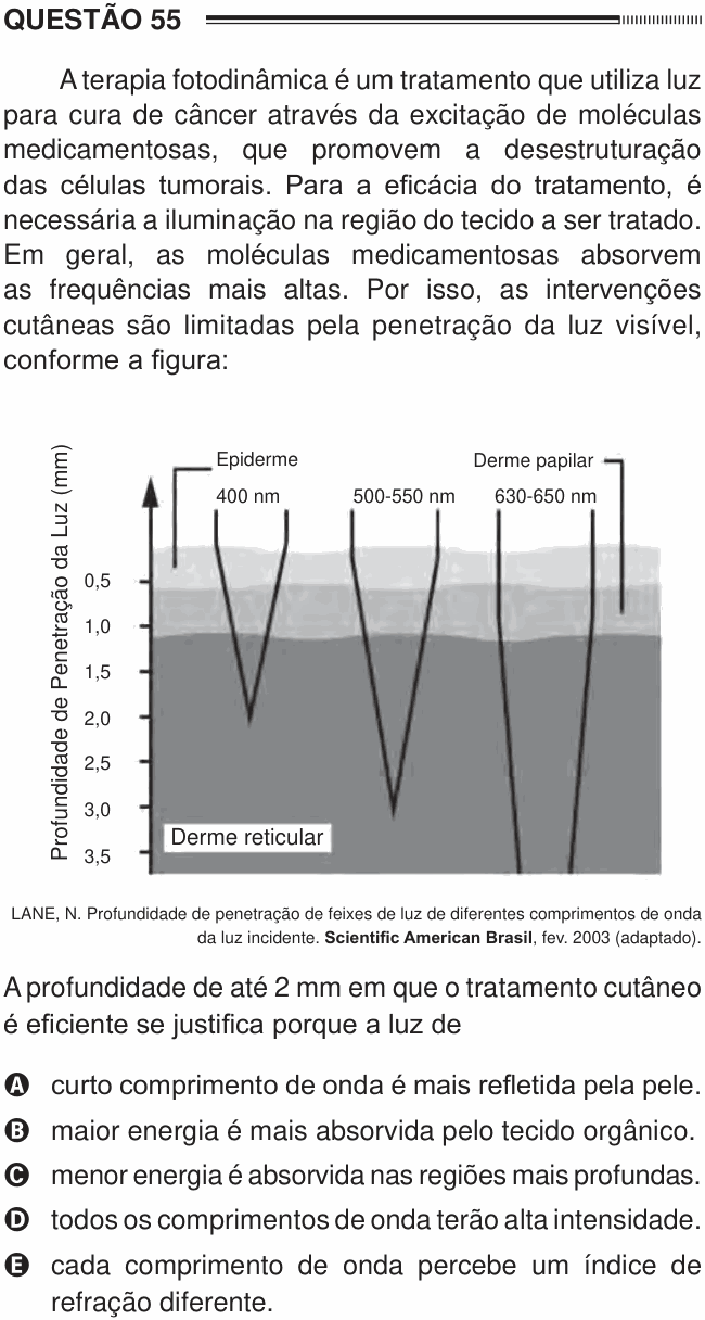 Enunciado da questão 55 de Física do ENEM 2012 PPL