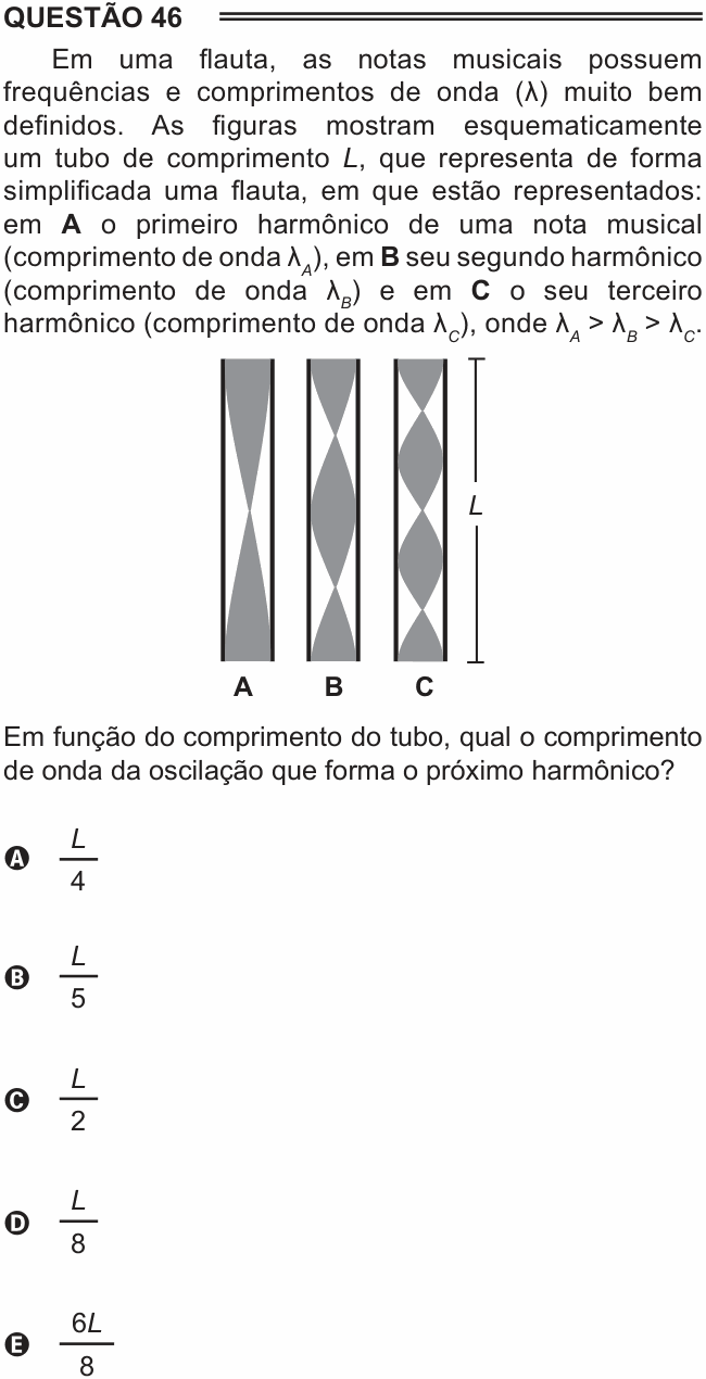 Enunciado da questão 46 de Física do ENEM 2015 PPL