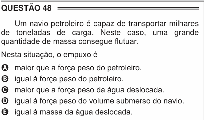 Enunciado da questão 48 de Física do ENEM 2016 PPL