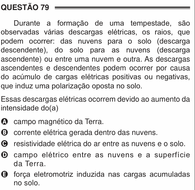 Enunciado da questão 79 de Física do ENEM 2016 PPL
